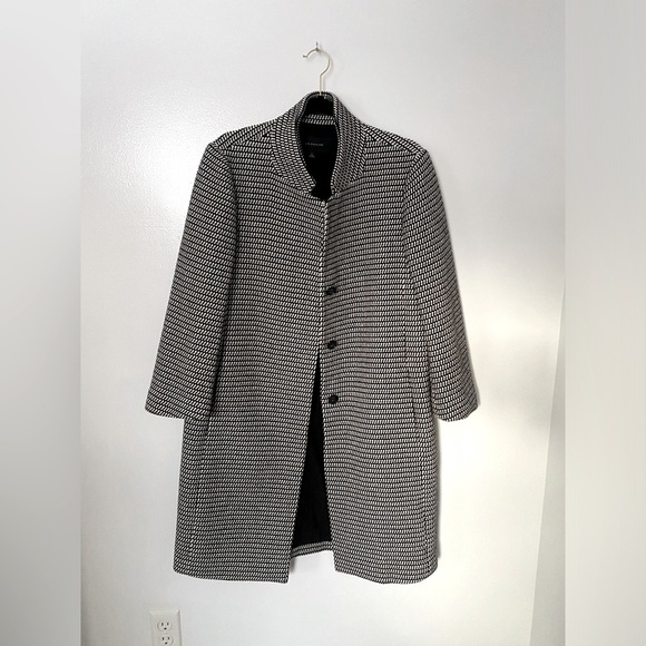 Ann Taylor Loft Women's Black White Silk/Wool Blend Coat Jacket Medium - Picture 1 of 6